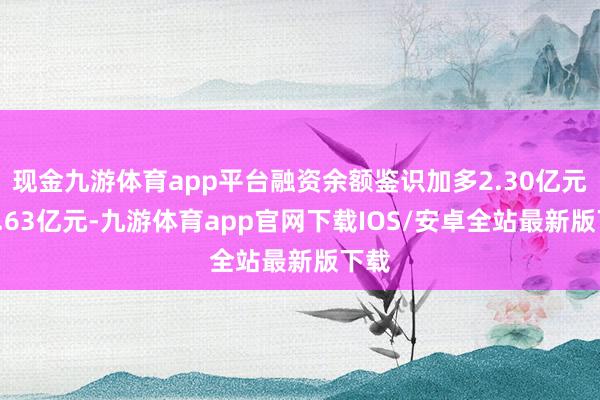 现金九游体育app平台融资余额鉴识加多2.30亿元、1.63亿元-九游体育app官网下载IOS/安卓全站最新版下载